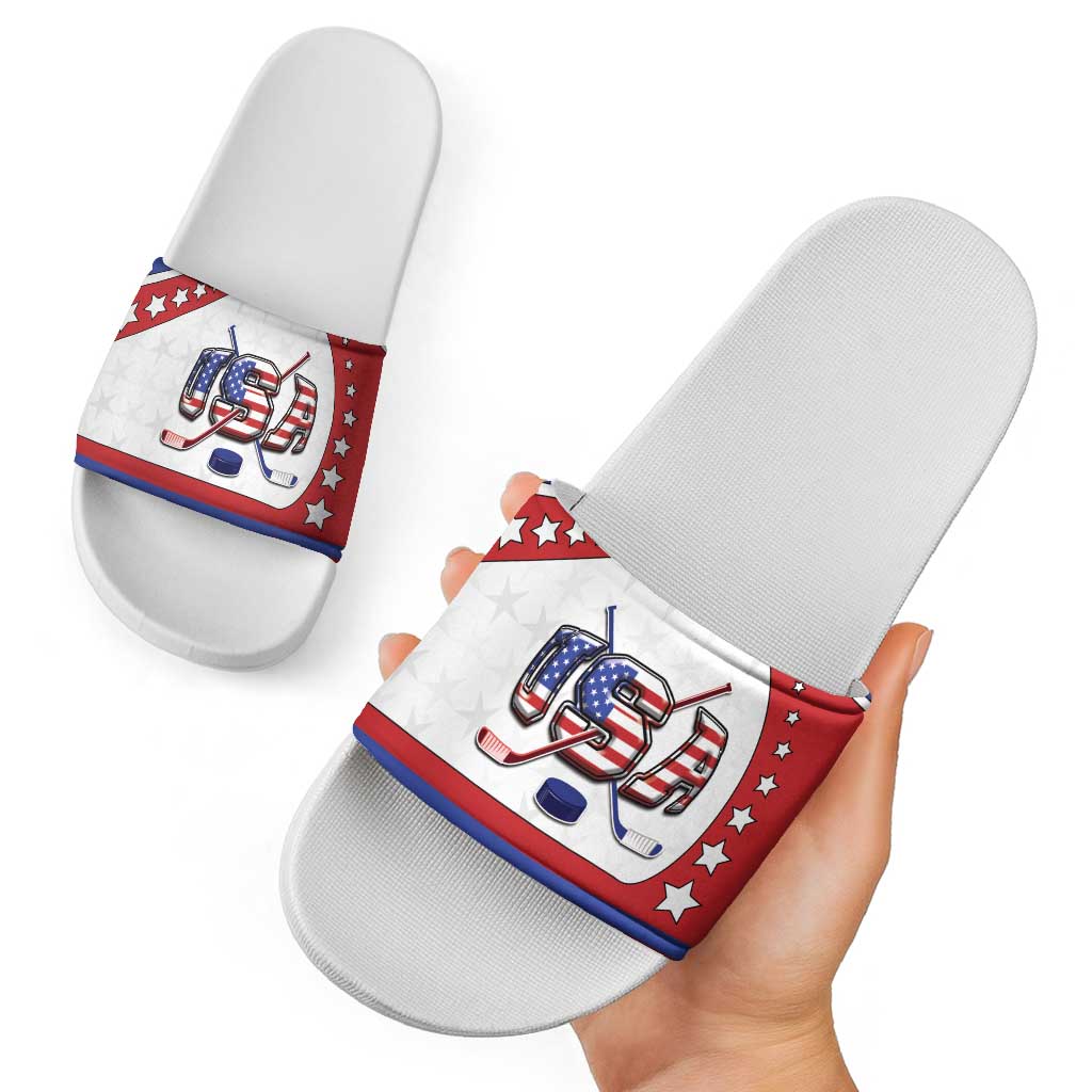 USA Ice Hockey Slide Sandals Stars And Stripes