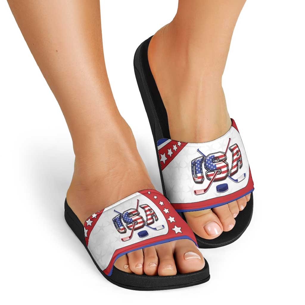 USA Ice Hockey Slide Sandals Stars And Stripes