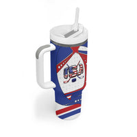 Custom USA Ice Hockey Tumbler With Handle Stars And Stripes