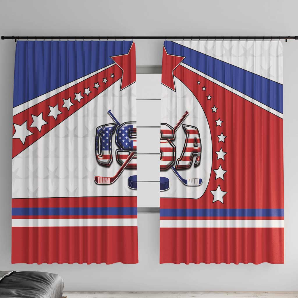 USA Ice Hockey Window Curtain Stars And Stripes