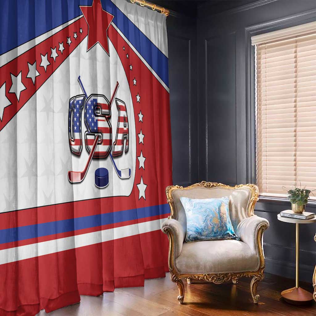 USA Ice Hockey Window Curtain Stars And Stripes