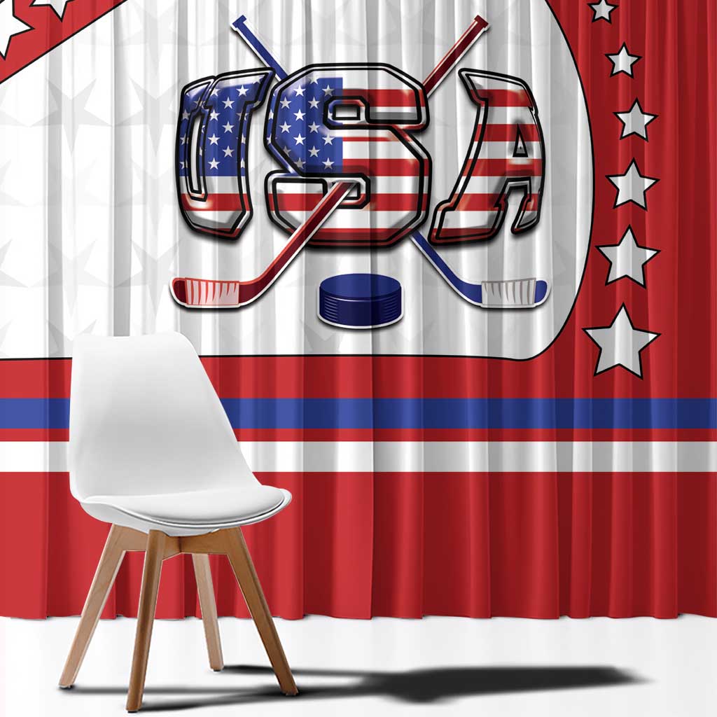 USA Ice Hockey Window Curtain Stars And Stripes