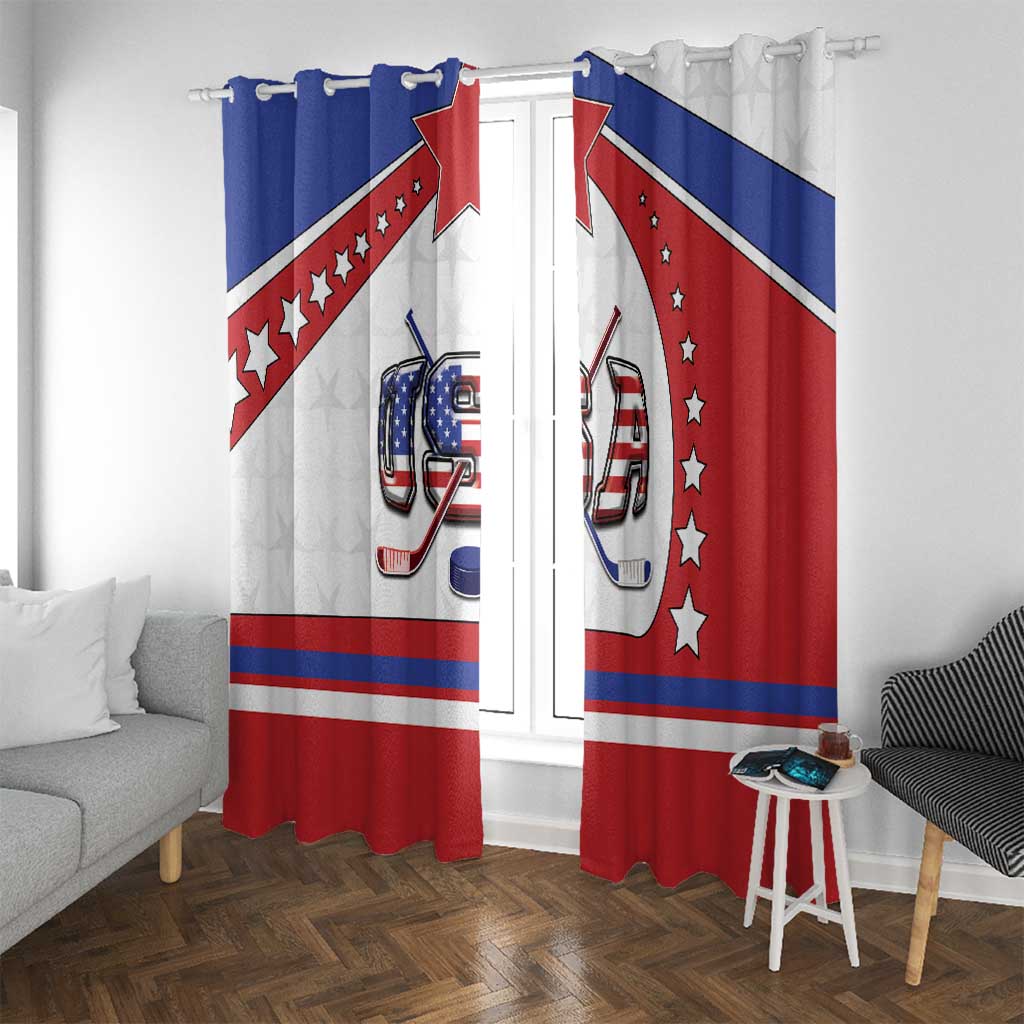 USA Ice Hockey Window Curtain Stars And Stripes