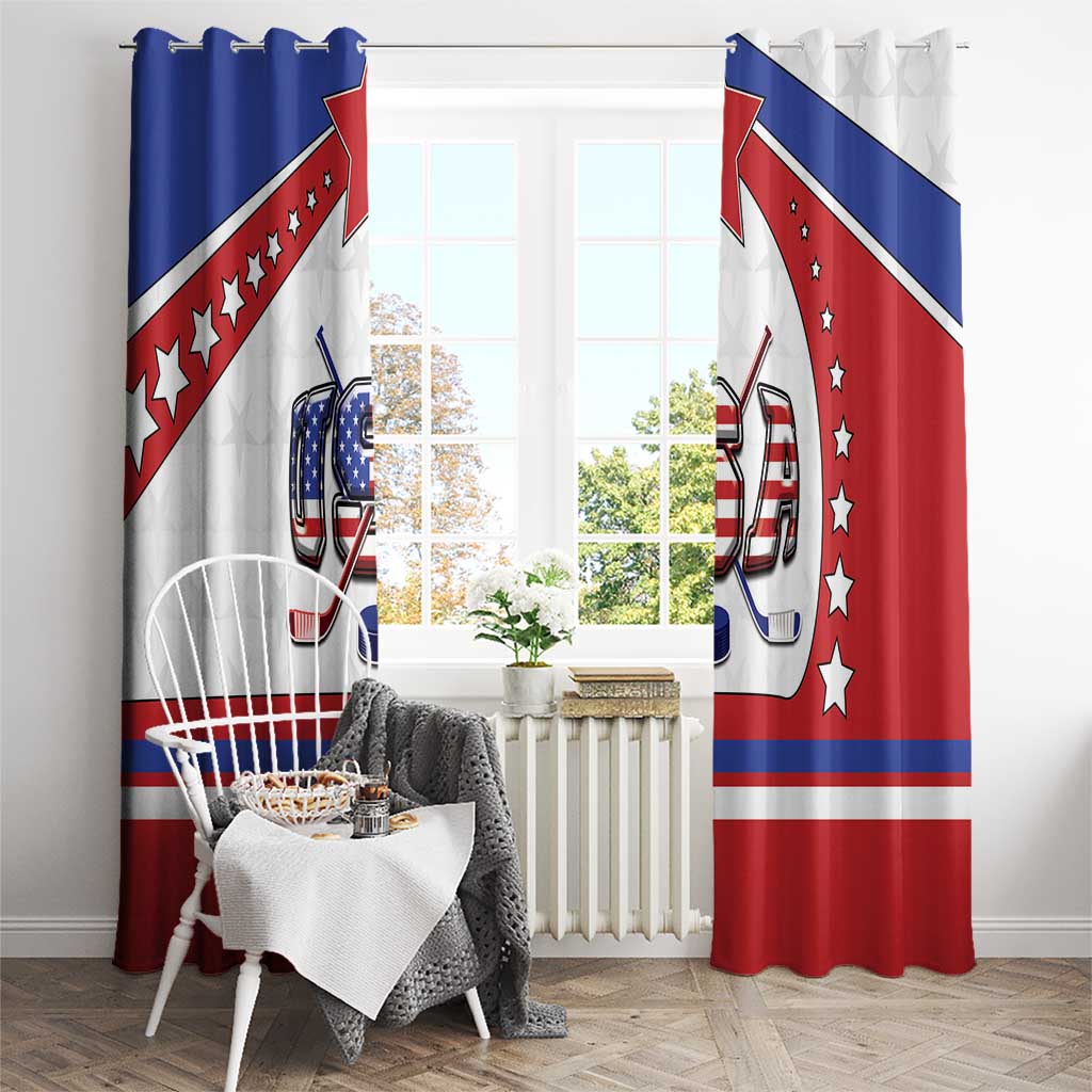USA Ice Hockey Window Curtain Stars And Stripes