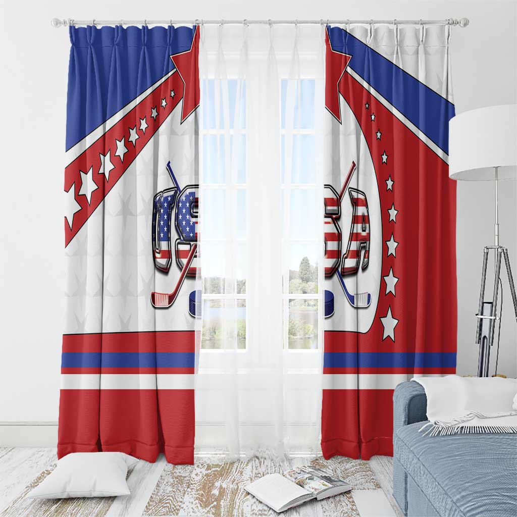 USA Ice Hockey Window Curtain Stars And Stripes