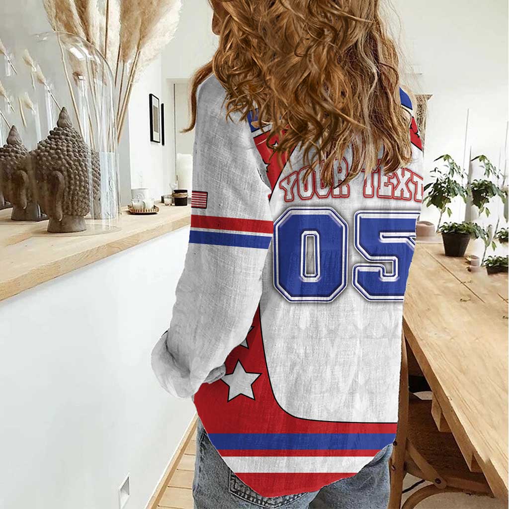 Custom USA Ice Hockey Women Casual Shirt Stars And Stripes