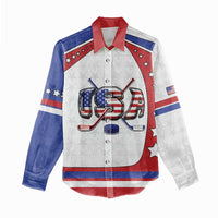 Custom USA Ice Hockey Women Casual Shirt Stars And Stripes