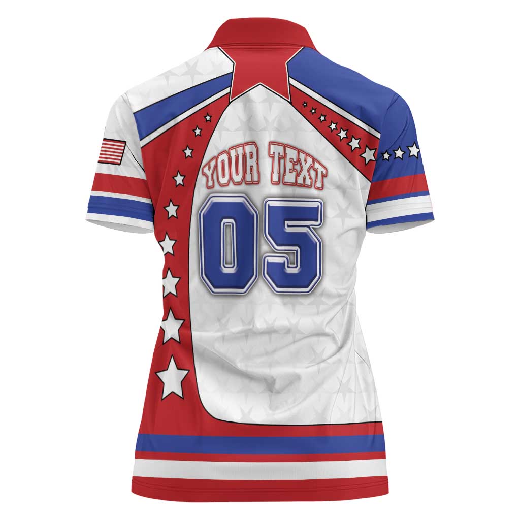 Custom USA Ice Hockey Women Polo Shirt Stars And Stripes