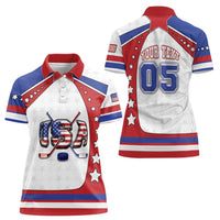 Custom USA Ice Hockey Women Polo Shirt Stars And Stripes