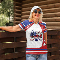 Custom USA Ice Hockey Women Polo Shirt Stars And Stripes