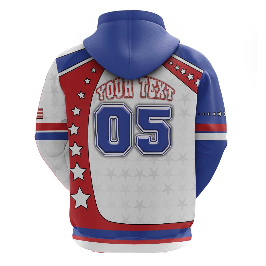 Custom USA Ice Hockey Zip Hoodie Stars And Stripes