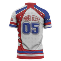 Custom USA Ice Hockey Zipper Polo Shirt Stars And Stripes
