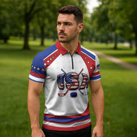 Custom USA Ice Hockey Zipper Polo Shirt Stars And Stripes