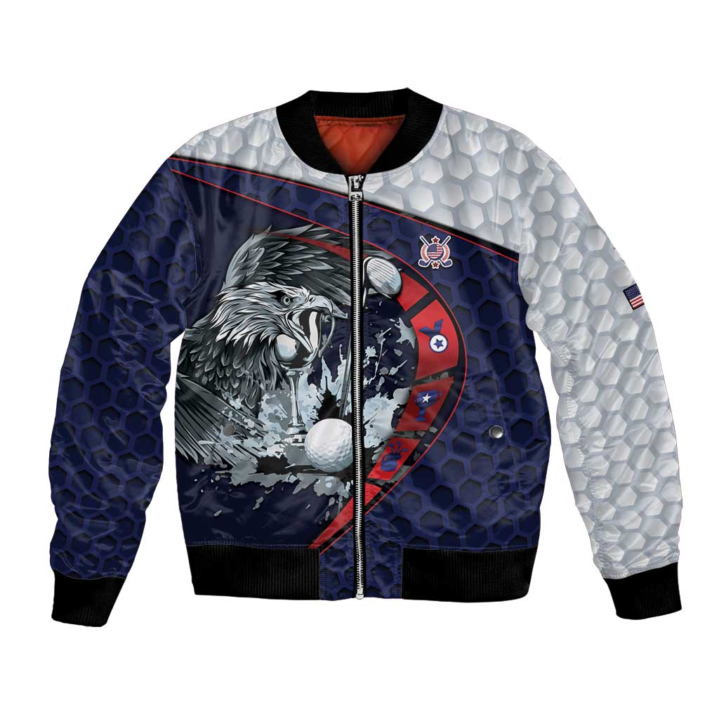 Personalized USA Golf Bomber Jacket Powerful Eagle