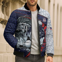 Personalized USA Golf Bomber Puffer Jacket Powerful Eagle
