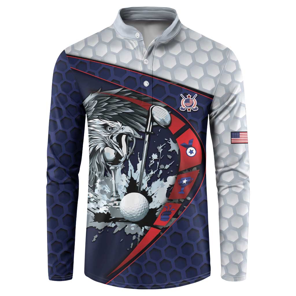 Personalized USA Golf Button Sweatshirt Powerful Eagle