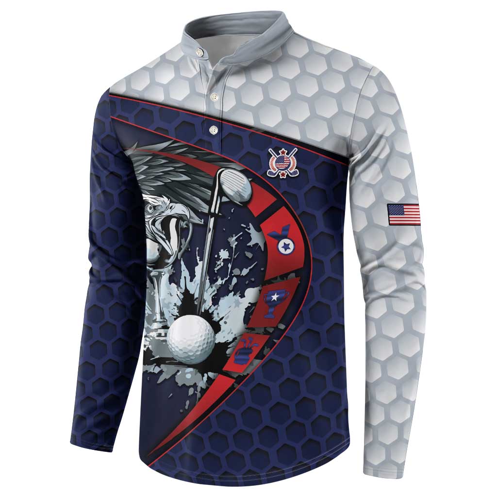 Personalized USA Golf Button Sweatshirt Powerful Eagle