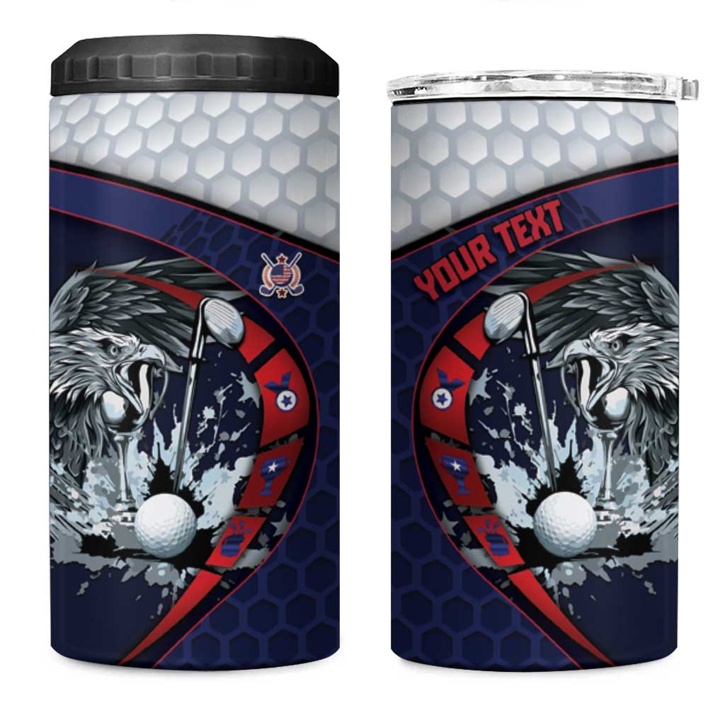 Personalized USA Golf 4 in 1 Can Cooler Tumbler Powerful Eagle