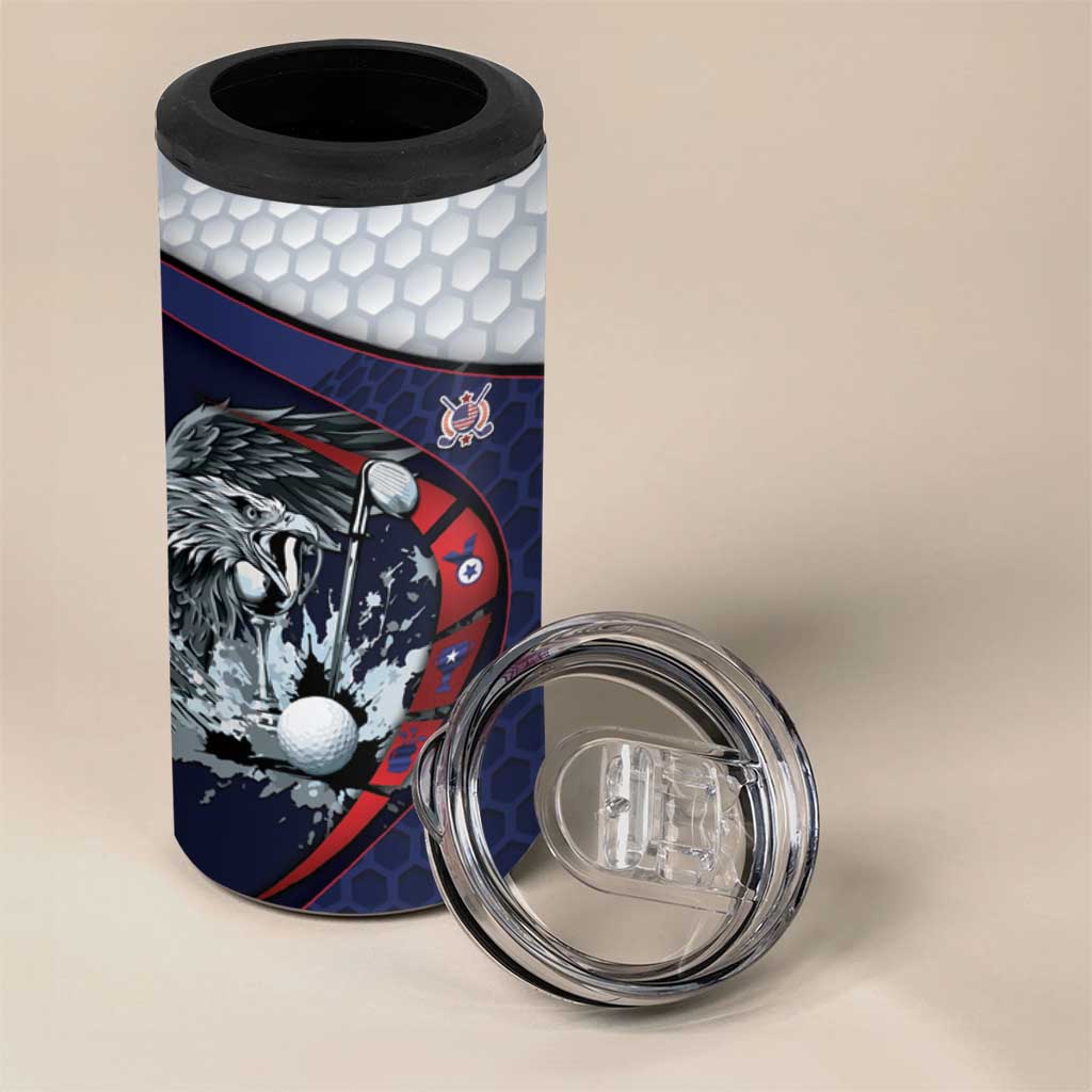 Personalized USA Golf 4 in 1 Can Cooler Tumbler Powerful Eagle