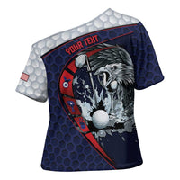 Personalized USA Golf Cross Shoulder Shirt Powerful Eagle