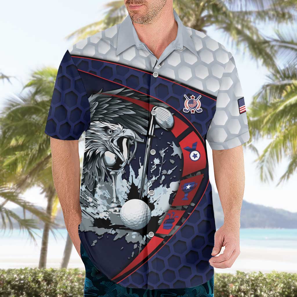 Personalized USA Golf Hawaiian Shirt Powerful Eagle