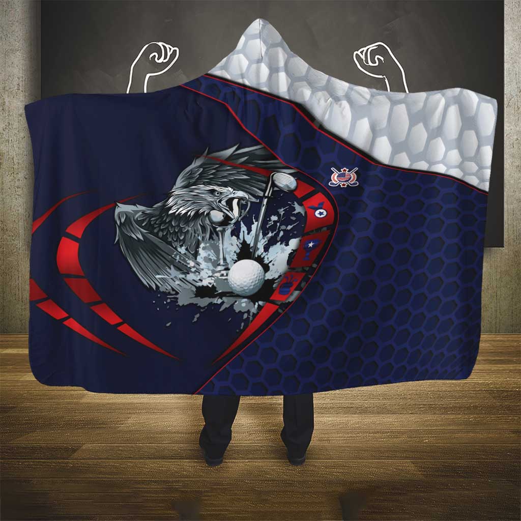 USA Golf Hooded Blanket Powerful Eagle