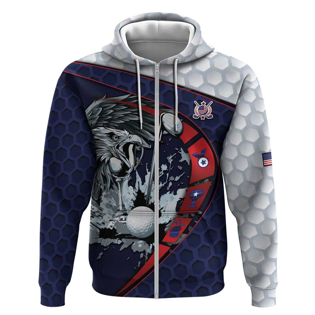 Personalized USA Golf Hoodie Powerful Eagle