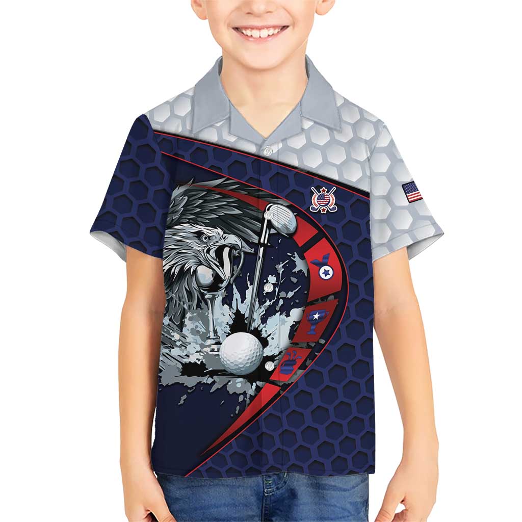 Personalized USA Golf Kid Hawaiian Shirt Powerful Eagle
