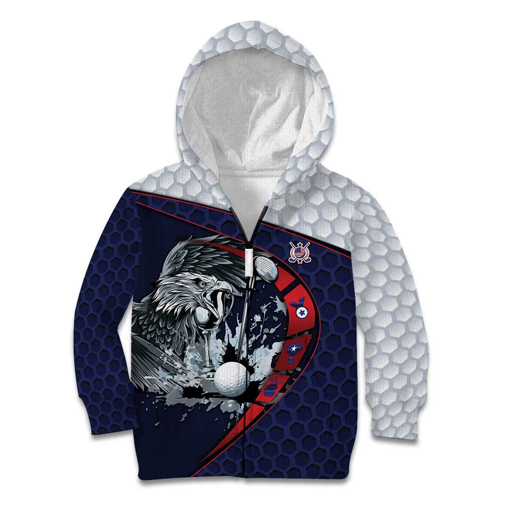Personalized USA Golf Kid Hoodie Powerful Eagle