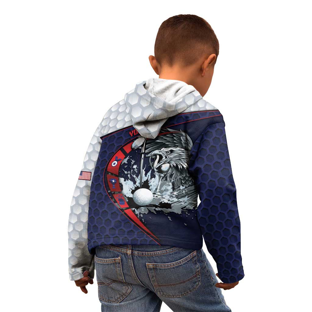 Personalized USA Golf Kid Hoodie Powerful Eagle