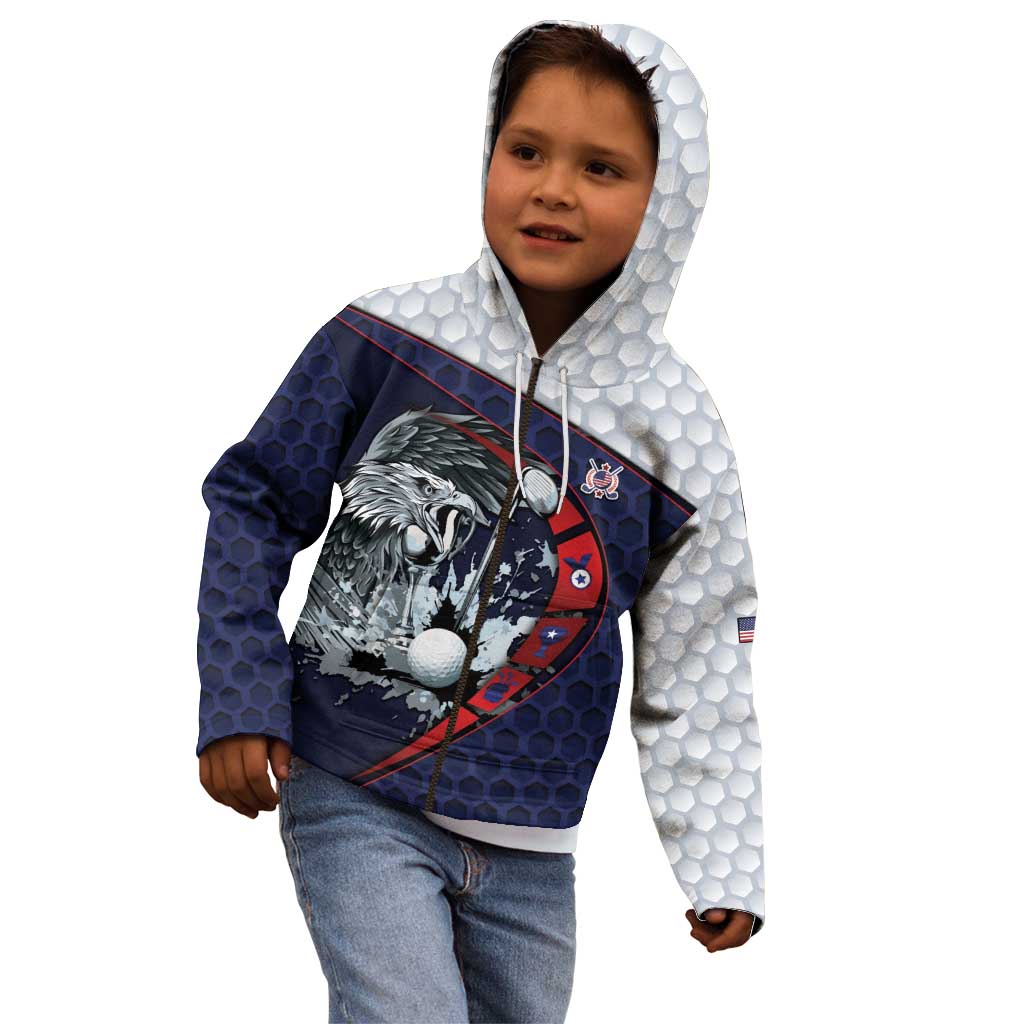 Personalized USA Golf Kid Hoodie Powerful Eagle