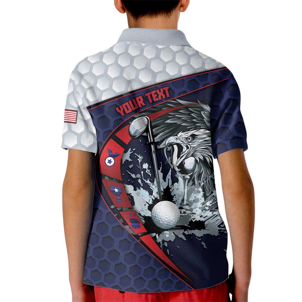 Personalized USA Golf Kid Polo Shirt Powerful Eagle