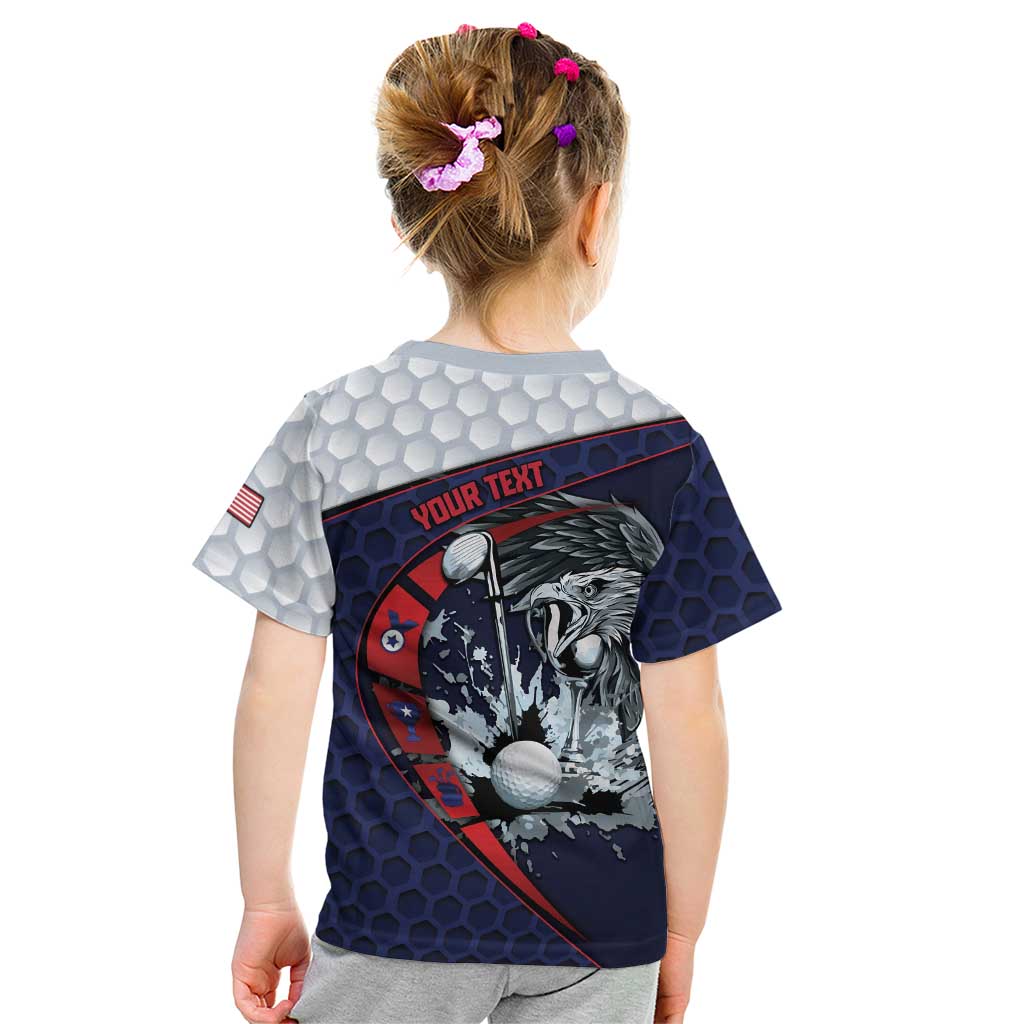 Personalized USA Golf Kid T Shirt Powerful Eagle