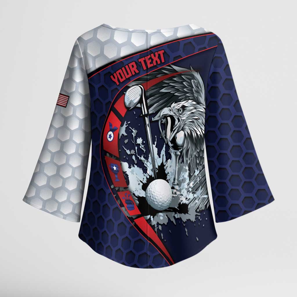Personalized USA Golf Kimono Sleeve Blouse Powerful Eagle