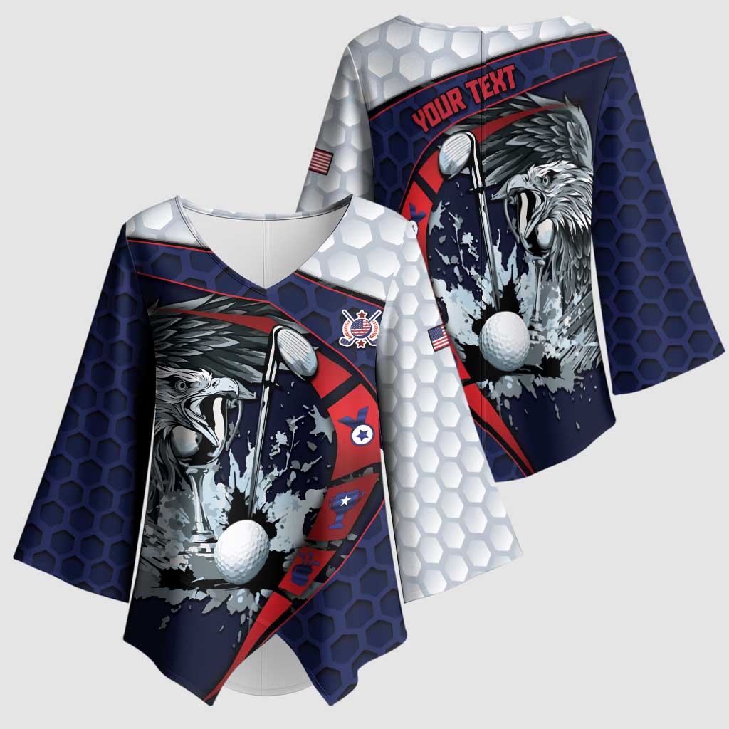 Personalized USA Golf Kimono Sleeve Blouse Powerful Eagle