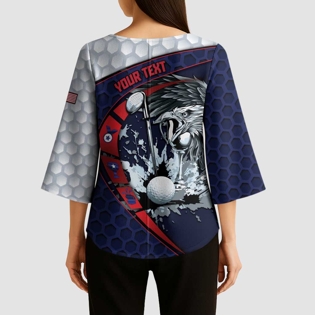 Personalized USA Golf Kimono Sleeve Blouse Powerful Eagle