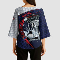 Personalized USA Golf Kimono Sleeve Blouse Powerful Eagle
