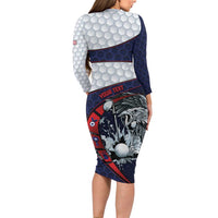 Personalized USA Golf Long Sleeve Bodycon Dress Powerful Eagle