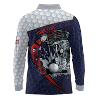 Personalized USA Golf Long Sleeve Polo Shirt Powerful Eagle