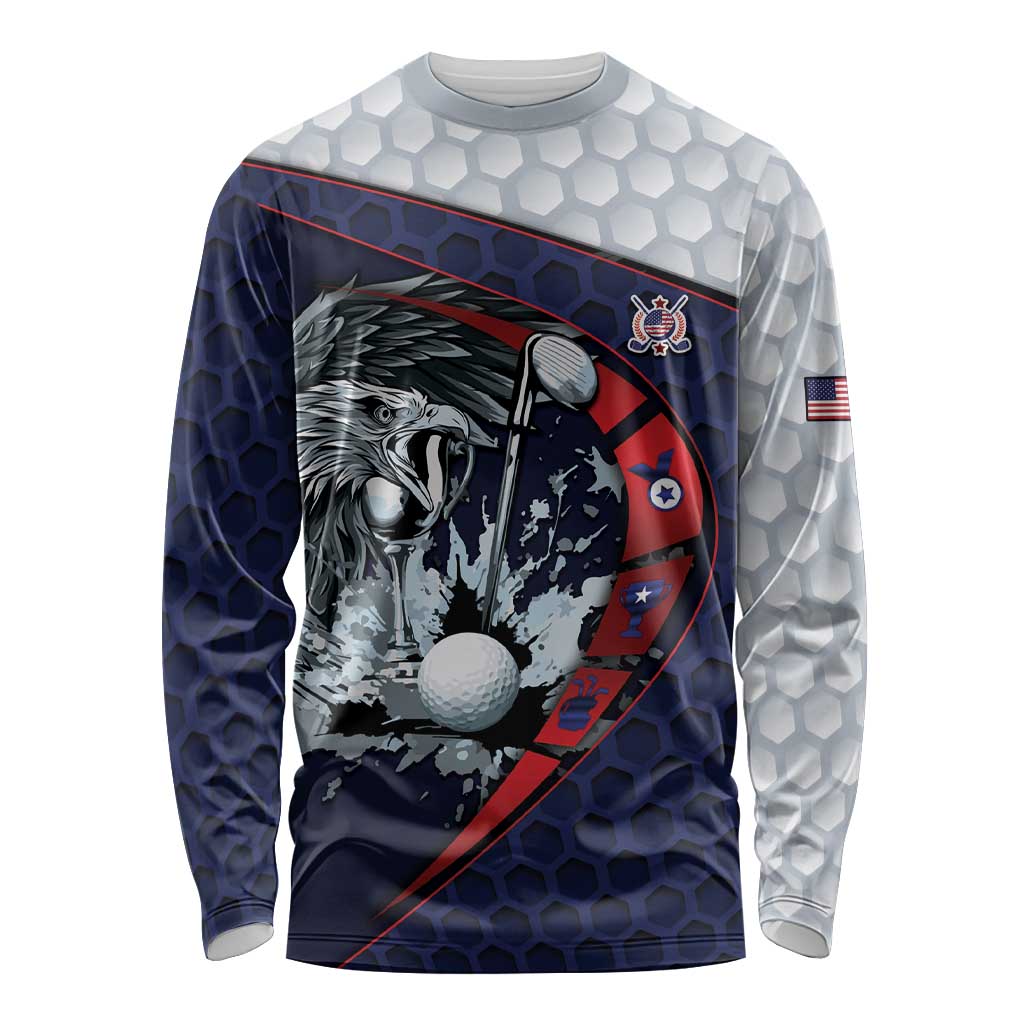 Personalized USA Golf Long Sleeve Shirt Powerful Eagle