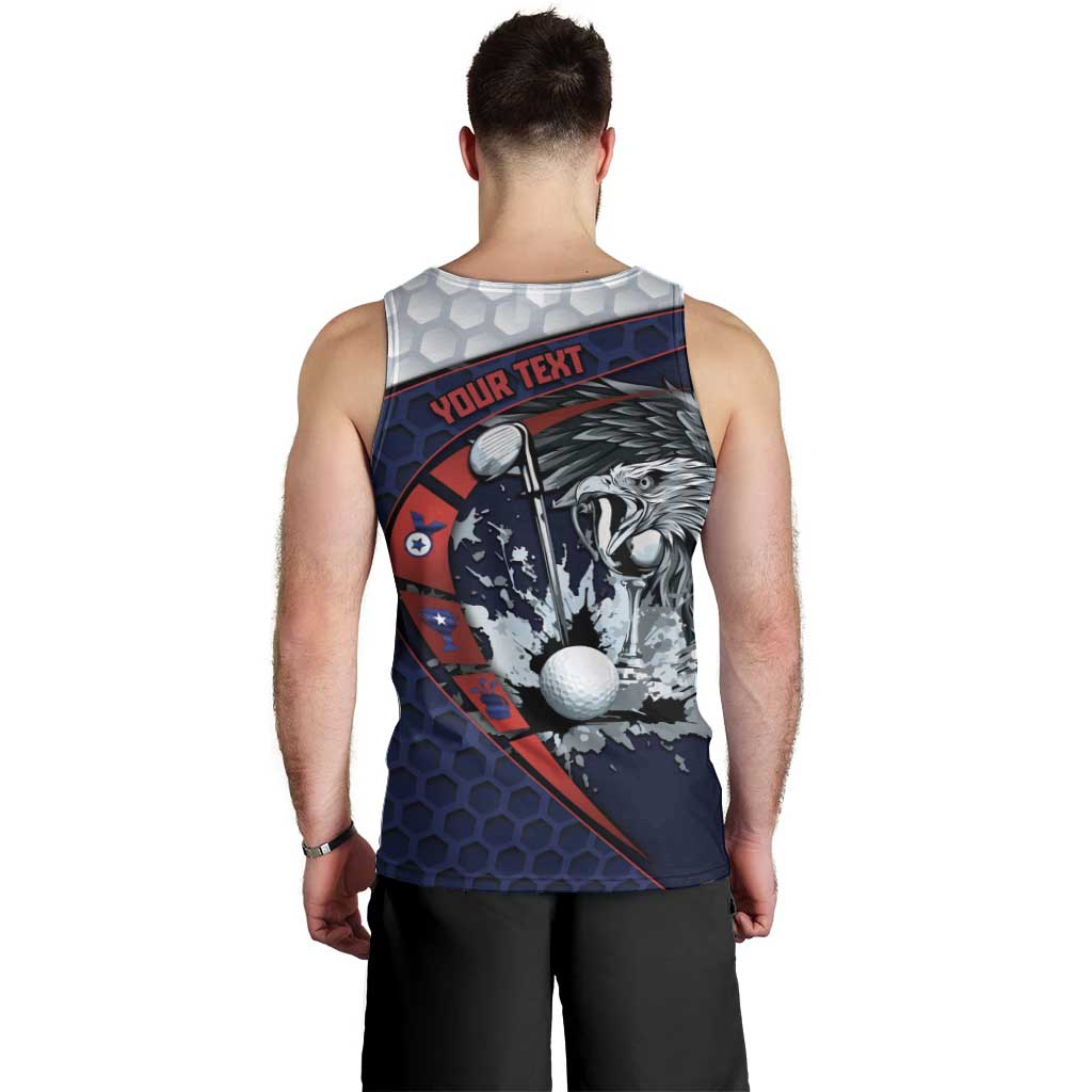 Personalized USA Golf Men Tank Top Powerful Eagle