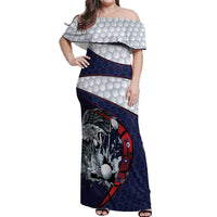 Personalized USA Golf Off Shoulder Maxi Dress Powerful Eagle