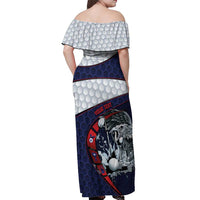 Personalized USA Golf Off Shoulder Maxi Dress Powerful Eagle