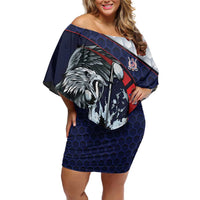 Personalized USA Golf Off Shoulder Short Dress Powerful Eagle