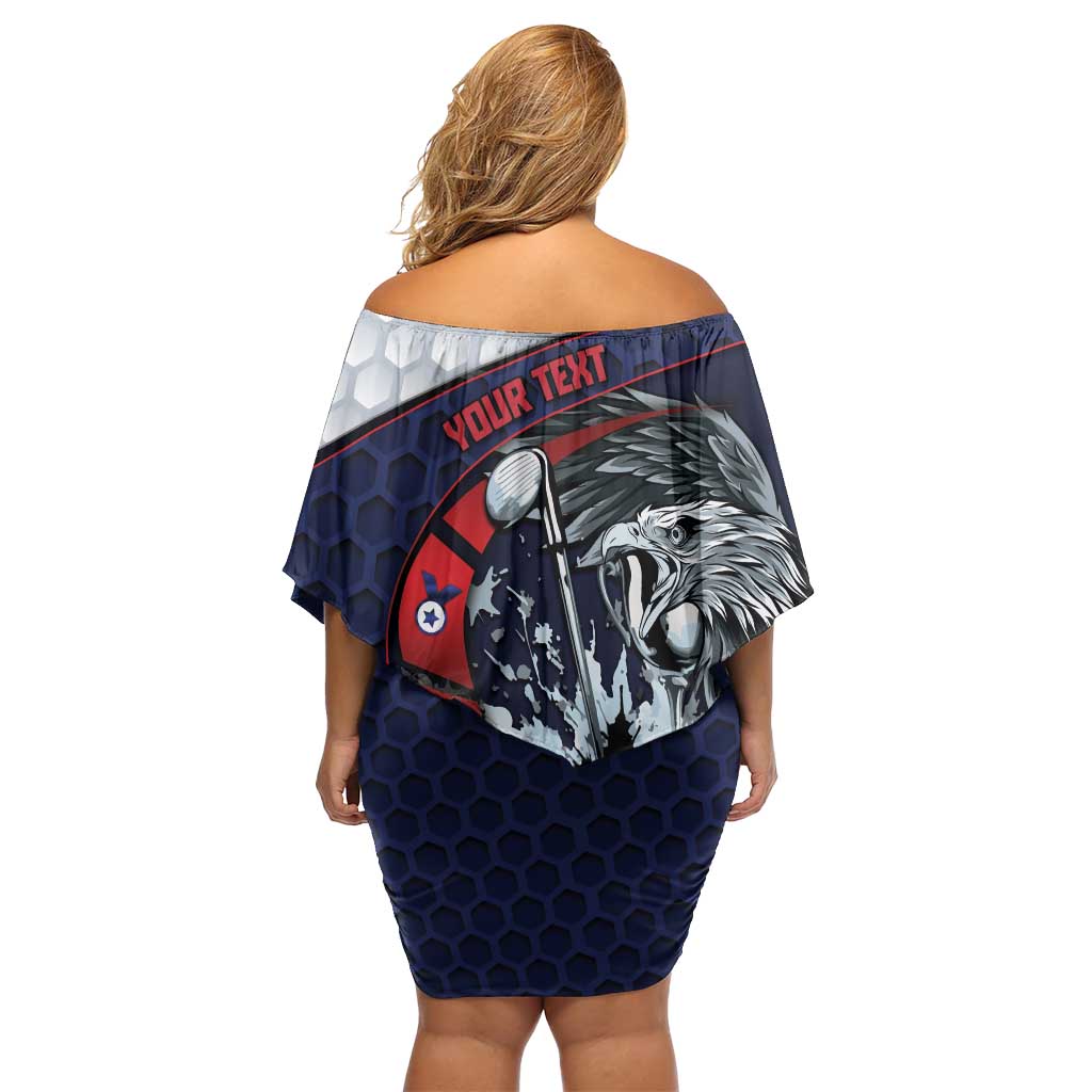 Personalized USA Golf Off Shoulder Short Dress Powerful Eagle