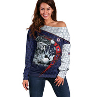 Personalized USA Golf Off Shoulder Sweater Powerful Eagle