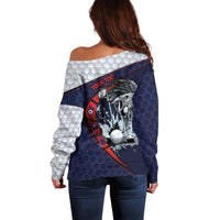 Personalized USA Golf Off Shoulder Sweater Powerful Eagle
