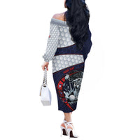 Personalized USA Golf Off The Shoulder Long Sleeve Dress Powerful Eagle