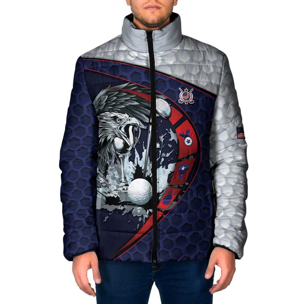 Personalized USA Golf Padded Jacket Powerful Eagle