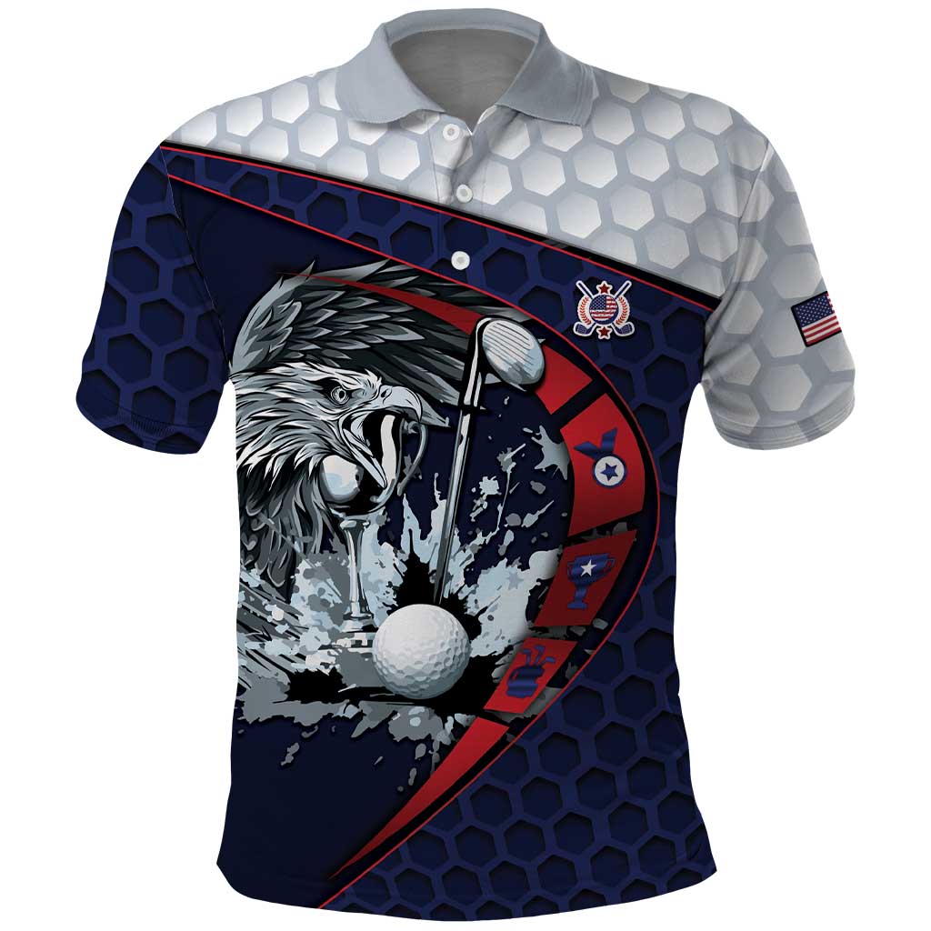Personalized USA Golf Polo Shirt Powerful Eagle